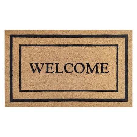 First Concept First Concept 18 in. W X 30 in. L Black/Brown Welcome Coir Door Mat FC-72024